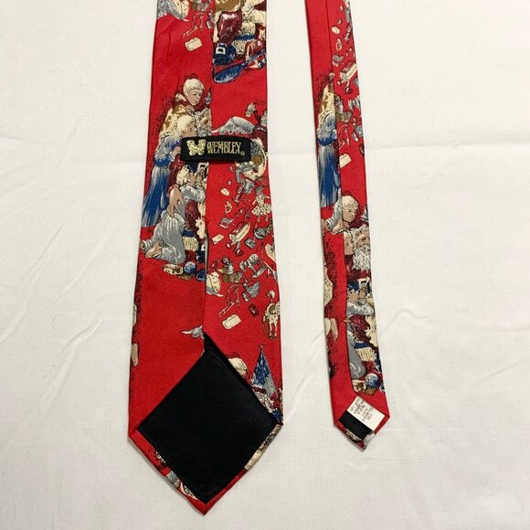 Wembley Mens Santa Christmas Holiday 100% Silk Tie Blue Red Made In USA Lot Of 2 - Picture 4 of 8